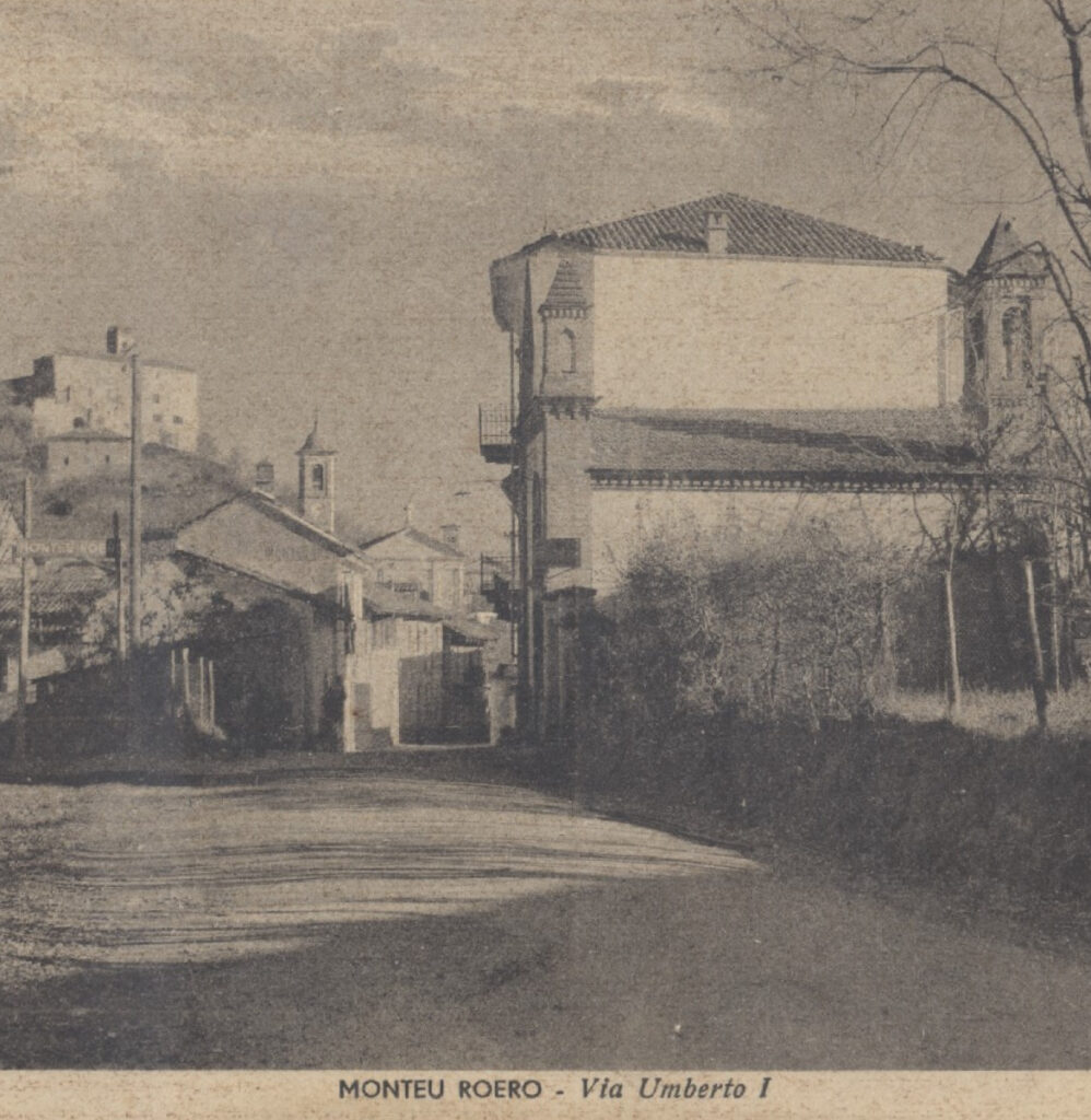 La strada raffigurata è l’ingresso a Monteu Roero nel 1942, foto di Mario Novarino